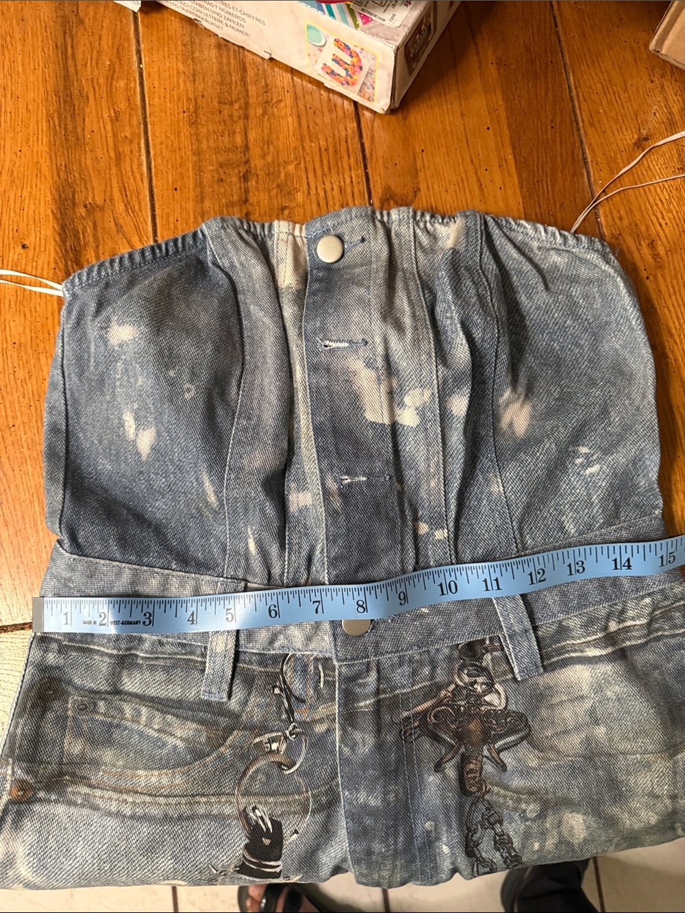 Fashion Nova Break Free strapless Graffiti Denim Jumpsuit SZ Medium - Picture 12 of 13